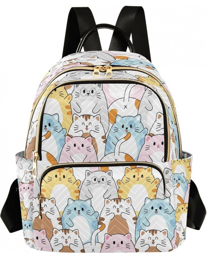 Women Backpack Purse Cute Colorful Cat Cartoon Fashion Shoulder Bags Travel Backpack Small Daypacks M Medium $11.70 Backpacks