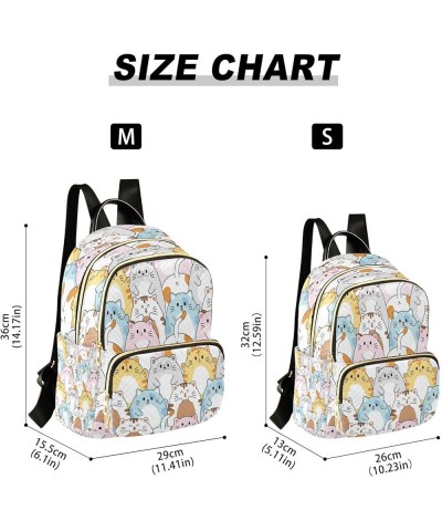 Women Backpack Purse Cute Colorful Cat Cartoon Fashion Shoulder Bags Travel Backpack Small Daypacks M Medium $11.70 Backpacks