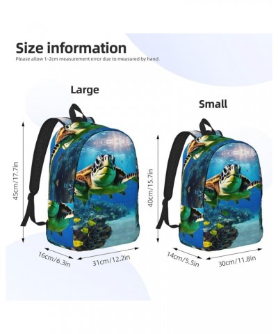 Sea Turtles Print Unisex Canvas Bag Canvas Shoulder Pouch Pack Lightweight Backpack For Woman Lady Black Medium $21.44 Backpacks