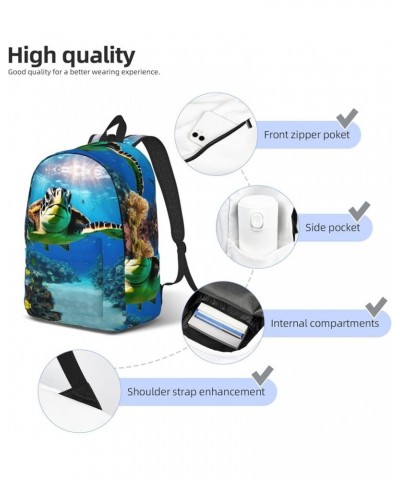 Sea Turtles Print Unisex Canvas Bag Canvas Shoulder Pouch Pack Lightweight Backpack For Woman Lady Black Medium $21.44 Backpacks