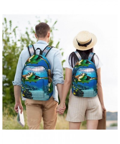 Sea Turtles Print Unisex Canvas Bag Canvas Shoulder Pouch Pack Lightweight Backpack For Woman Lady Black Medium $21.44 Backpacks