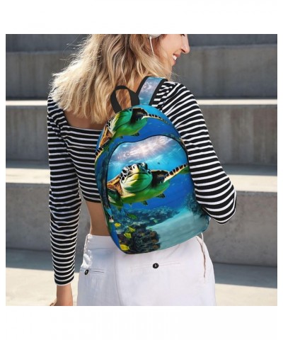 Sea Turtles Print Unisex Canvas Bag Canvas Shoulder Pouch Pack Lightweight Backpack For Woman Lady Black Medium $21.44 Backpacks