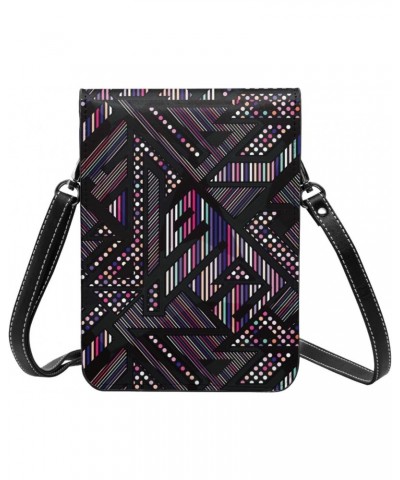 Neon Geometric Bright Abstract Fashion Small Crossbody Cell Phone Purse for Women Mini Messenger Leather Shoulder Wallet $21....