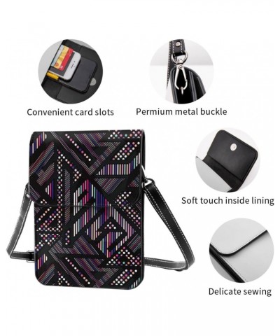 Neon Geometric Bright Abstract Fashion Small Crossbody Cell Phone Purse for Women Mini Messenger Leather Shoulder Wallet $21....