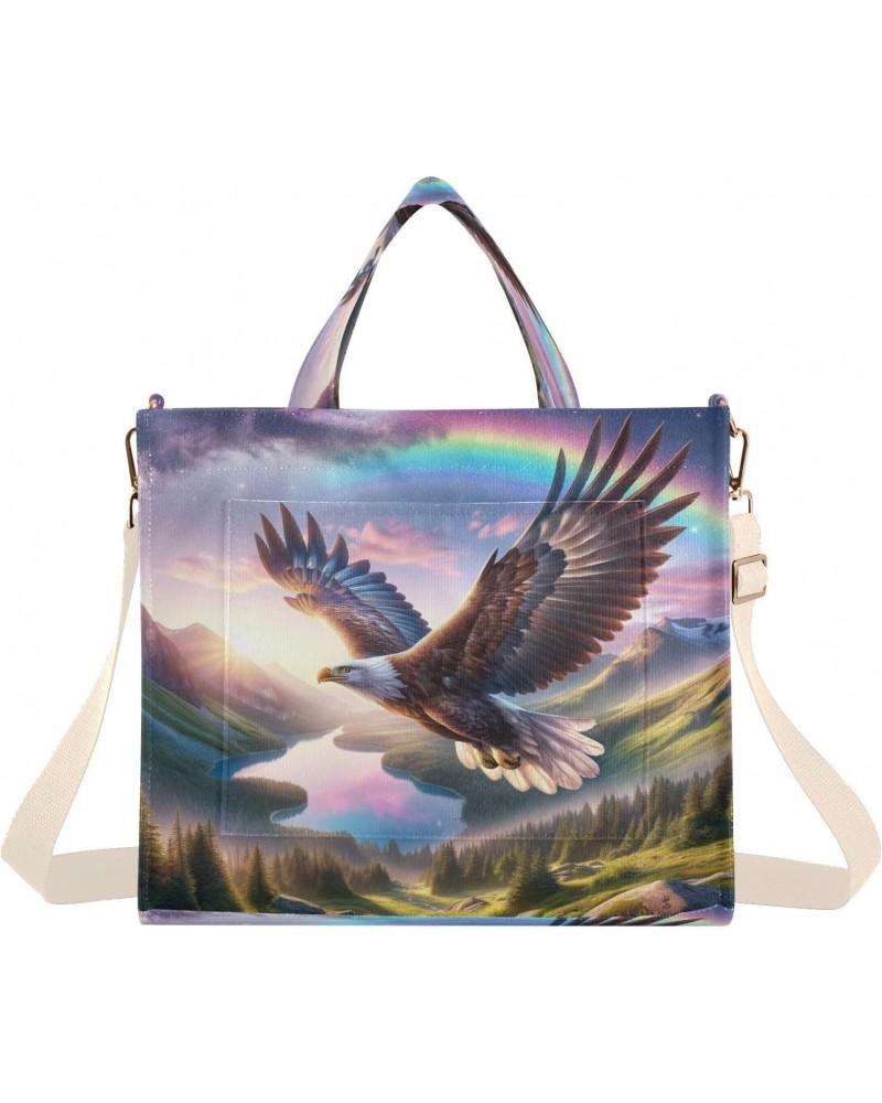 Rainbow and Gledes Tote Bag Trendy Corduroy Bag Crossbody Bag with Zipper and Magnetic Clasp $15.63 Totes