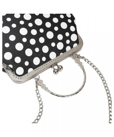 Women Vintage Kiss Lock Top Handle Handbag Evening Purse Crossbody Shoulder Bag with Chain Strap Leather (White Polka Dots) $...