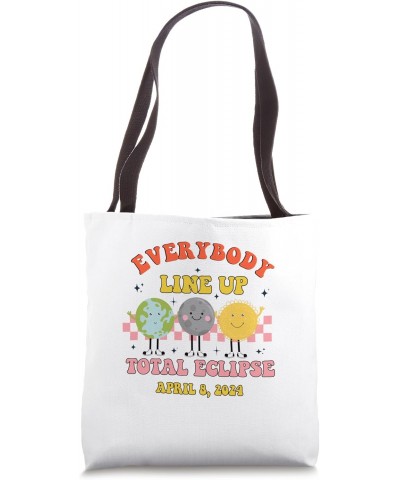 Retro Everybody Line Up Total Solar Eclipse 2024 Earth Moon Tote Bag $10.80 Totes