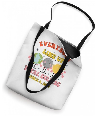 Retro Everybody Line Up Total Solar Eclipse 2024 Earth Moon Tote Bag $10.80 Totes