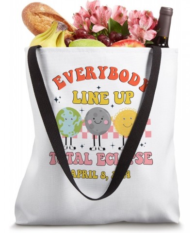 Retro Everybody Line Up Total Solar Eclipse 2024 Earth Moon Tote Bag $10.80 Totes