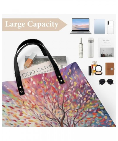 Tree of Life Rainbow Tree Handbag Large Capacity Top-Handle Bag Ladies Shoulder Totes $15.19 Totes