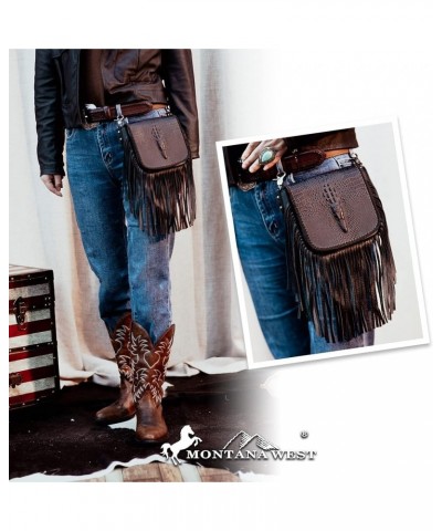 Western Crossbody Bags for Women Cowgirl Small Tooled Fringe Leather Purse B1-3d Embossed Crocodile-black $20.25 Crossbody Bags