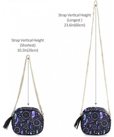 Small Crossbody Bag Purple Dream Catcher Feathers Womens Shoulder Chain Bag PU Leather Small Purse With Tassel $10.56 Shoulde...