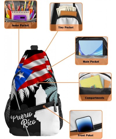 Sling Bag Crossbody Bag for Women Men Puerto Rico Flag Frog Waterproof Hiking Backpack Lightweight Chest Shoulder Bag Daypack...