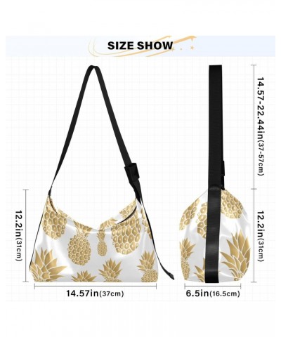 Gold Pineapples Crossbody Bag Hobo Handbag Purse Fashion PU Leather Shoulder Bags for Women $20.39 Hobo Bags