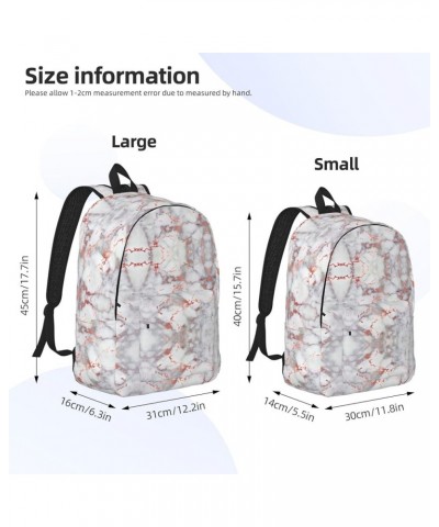 White Marble Rose Gold Print Canvas Backpack Style Outdoor Travel Bag Casual Daypack Cloth Zippered Rucksack Black Small $18....