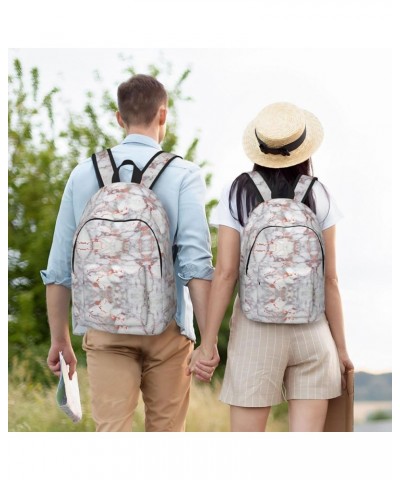 White Marble Rose Gold Print Canvas Backpack Style Outdoor Travel Bag Casual Daypack Cloth Zippered Rucksack Black Small $18....