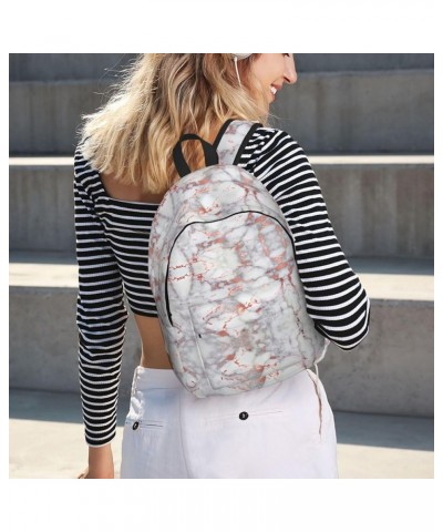 White Marble Rose Gold Print Canvas Backpack Style Outdoor Travel Bag Casual Daypack Cloth Zippered Rucksack Black Small $18....