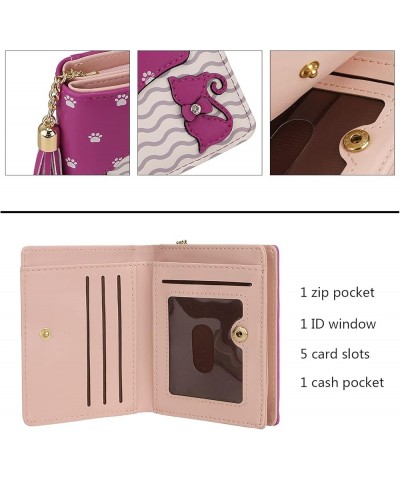 Girls Wallet Unicorn Small Card Holder Women Purse Vegan Leather Coin Pocket Cute Pendant Tassel 0253 Rose Red $11.59 Wallets