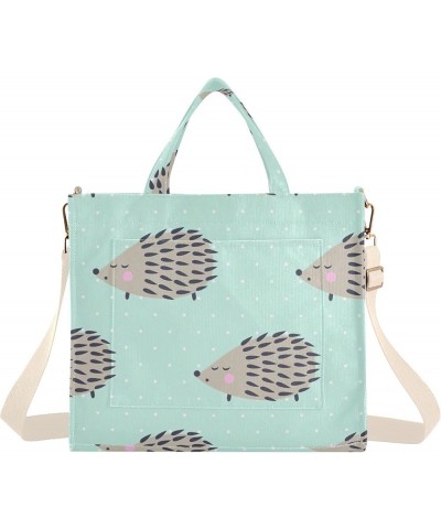 Purse Totes for Women Hedgehog Polka Dots Teal Gym Tote Handbag Teacher Tote Bag Work Tote Pockets Hedgehog Polka Dots Teal $...