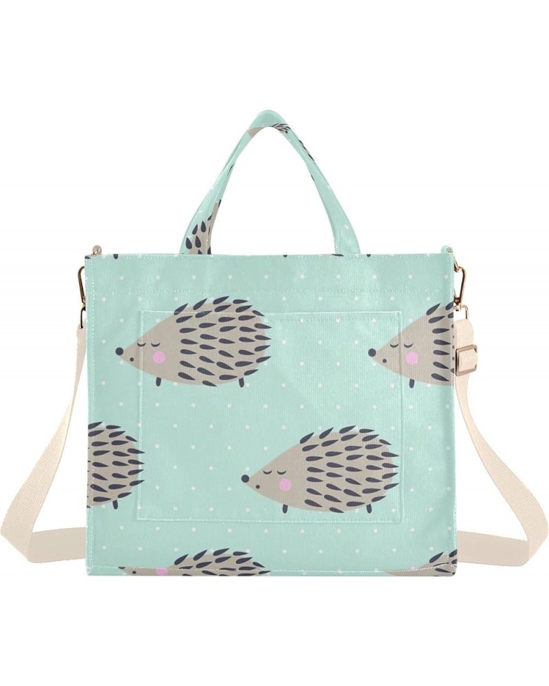 Purse Totes for Women Hedgehog Polka Dots Teal Gym Tote Handbag Teacher Tote Bag Work Tote Pockets Hedgehog Polka Dots Teal $...