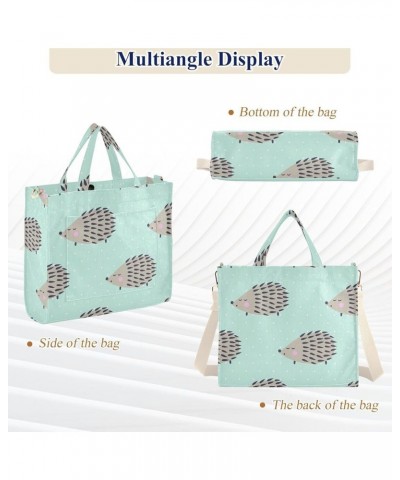 Purse Totes for Women Hedgehog Polka Dots Teal Gym Tote Handbag Teacher Tote Bag Work Tote Pockets Hedgehog Polka Dots Teal $...