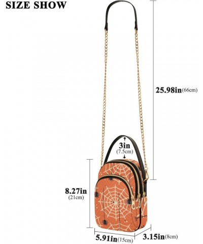 Orange Halloween Spider Web Crossbody Bags for Women Chain Crossbody Flight Bag Cell Phone Purse with Chain Strap for Travel ...