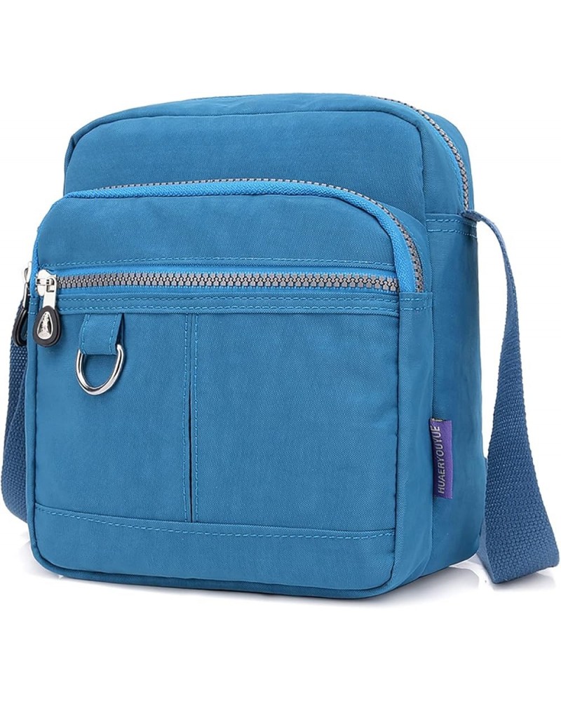 Shoulder Handbags for Women Multiple Pockets Crossbody Purse Bags Waterproof Nylon Messenger Bag Sky Blue $11.75 Shoulder Bags