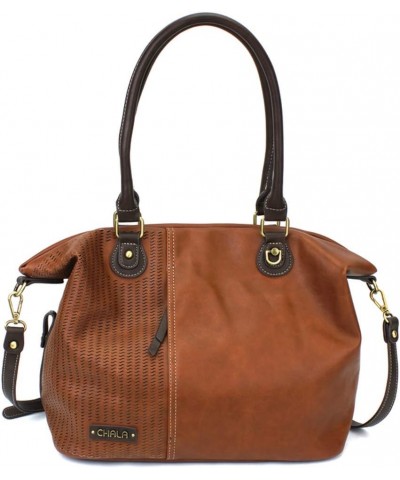 Laser Cut Crossbody Shoulder bag Tote Bag Faux Leather Brown Metal Dragonfly With Oange Butterfly $31.51 Totes