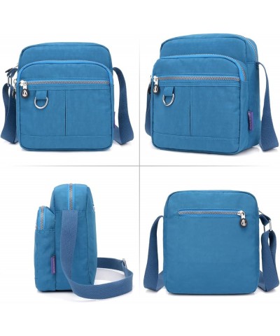 Shoulder Handbags for Women Multiple Pockets Crossbody Purse Bags Waterproof Nylon Messenger Bag Sky Blue $11.75 Shoulder Bags