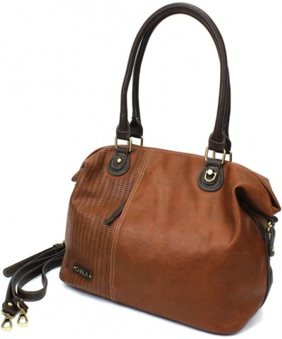 Laser Cut Crossbody Shoulder bag Tote Bag Faux Leather Brown Metal Dragonfly With Oange Butterfly $31.51 Totes