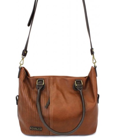 Laser Cut Crossbody Shoulder bag Tote Bag Faux Leather Brown Metal Dragonfly With Oange Butterfly $31.51 Totes