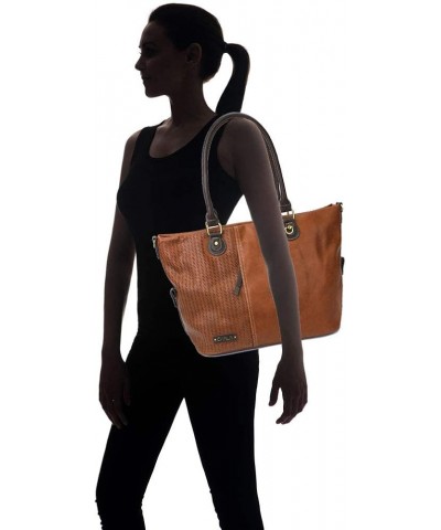 Laser Cut Crossbody Shoulder bag Tote Bag Faux Leather Brown Metal Dragonfly With Oange Butterfly $31.51 Totes