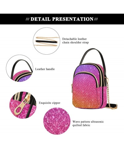 Colorful Cancer Awareness Ribbons Fashion Crossbody Bags for Women Purse with Chain Blue Yellow Purple Glitter Shiny $15.71 S...