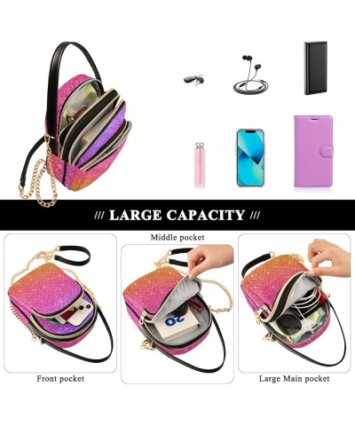 Colorful Cancer Awareness Ribbons Fashion Crossbody Bags for Women Purse with Chain Blue Yellow Purple Glitter Shiny $15.71 S...