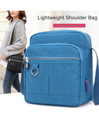 Shoulder Handbags for Women Multiple Pockets Crossbody Purse Bags Waterproof Nylon Messenger Bag Sky Blue $11.75 Shoulder Bags