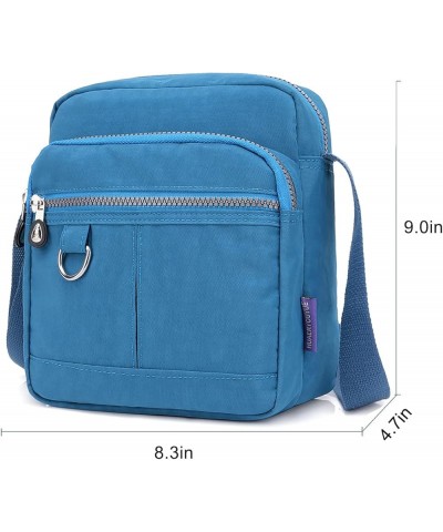 Shoulder Handbags for Women Multiple Pockets Crossbody Purse Bags Waterproof Nylon Messenger Bag Sky Blue $11.75 Shoulder Bags