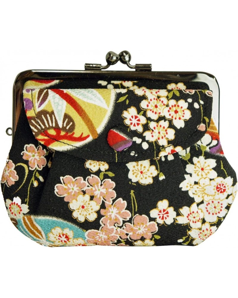 b-andyu Japanese Goods 3.8 Parent-Child Gamaguchi Weeping Cherry Blossom Black 103 $14.16 Wallets