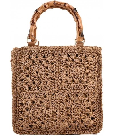 Summer Beach Straw Bag Women's Shoulder Crossbody Bags Handmade Weave Drawstring Female Handbag Purse Brown $13.00 Shoulder Bags