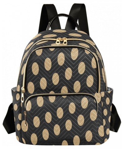 Backpack Purse for Women Gold and Black Polka Dot Glitter Casual Shoulder Bag Small Backpack S Medium $13.52 Backpacks