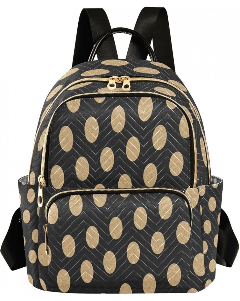 Backpack Purse for Women Gold and Black Polka Dot Glitter Casual Shoulder Bag Small Backpack S Medium $13.52 Backpacks