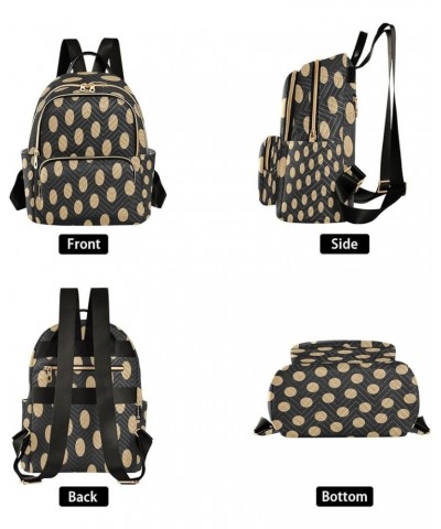 Backpack Purse for Women Gold and Black Polka Dot Glitter Casual Shoulder Bag Small Backpack S Medium $13.52 Backpacks