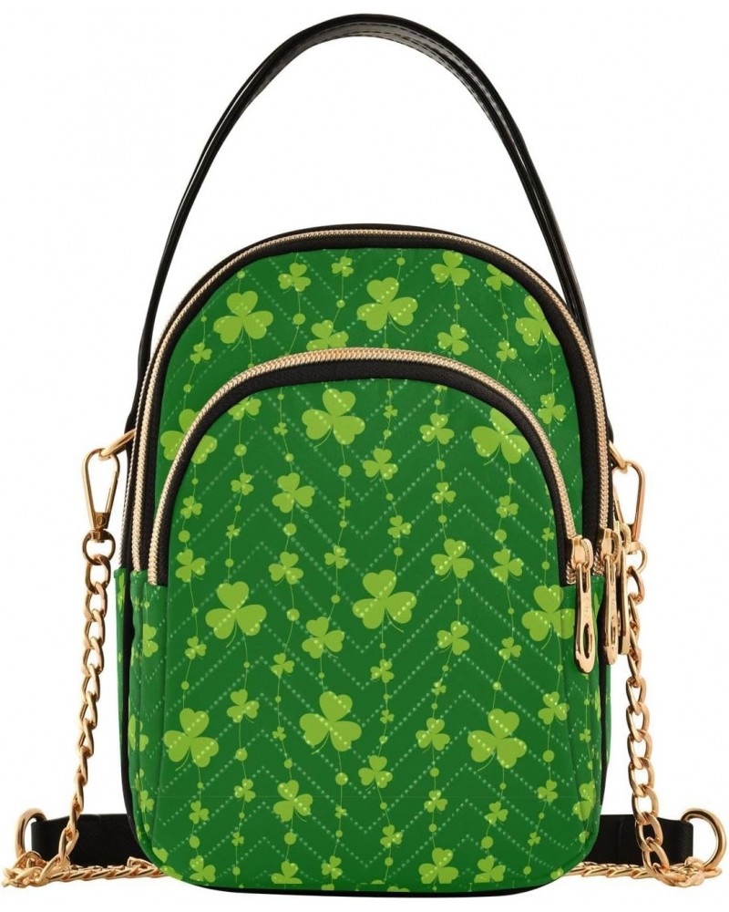 St Patricks Day Green Small Crossbody Handbag for Women Mini Over Shoulder Purse with Three Zippered Pockets Durable Crossbod...