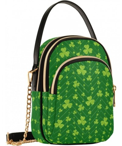 St Patricks Day Green Small Crossbody Handbag for Women Mini Over Shoulder Purse with Three Zippered Pockets Durable Crossbod...