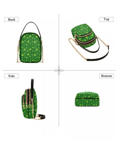 St Patricks Day Green Small Crossbody Handbag for Women Mini Over Shoulder Purse with Three Zippered Pockets Durable Crossbod...