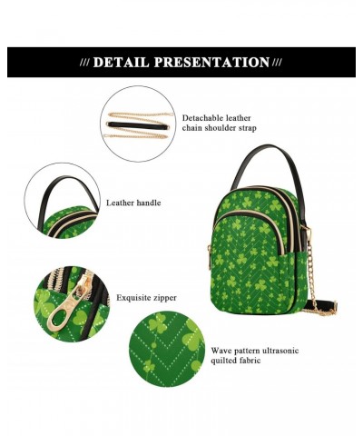 St Patricks Day Green Small Crossbody Handbag for Women Mini Over Shoulder Purse with Three Zippered Pockets Durable Crossbod...