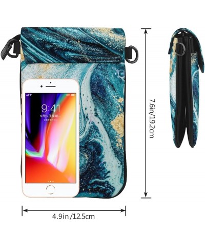 Small Crossbody Phone Bags for Women Leather Cell Phone Purse Lightweight Cell Phone Wallet Blue Marble1 $13.23 Crossbody Bags