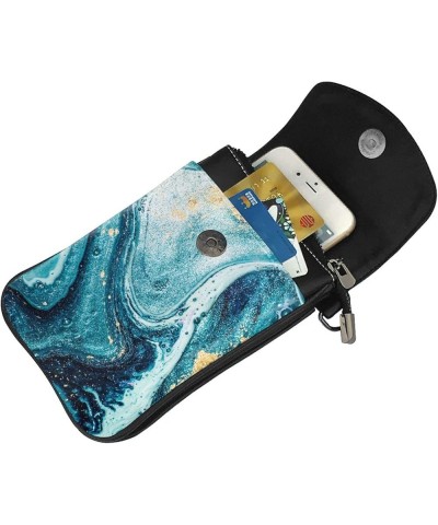 Small Crossbody Phone Bags for Women Leather Cell Phone Purse Lightweight Cell Phone Wallet Blue Marble1 $13.23 Crossbody Bags