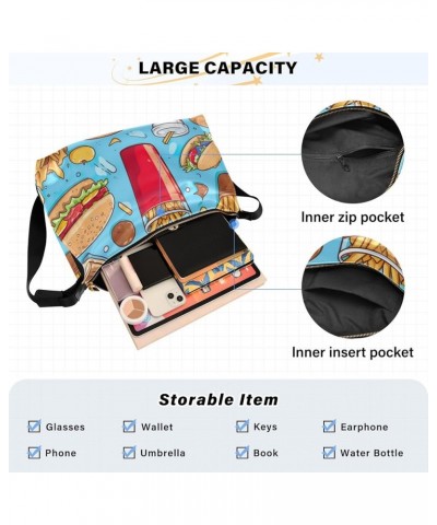 Cute Specter Pumpkins Shoulder Bag for Women Man PU Leather Crossbody Bag with Adjustable Strap Fast Food Pattern $19.97 Hobo...