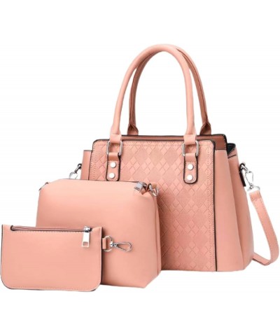 Women's handbag 3PCS Purses for Women Tote Purse and Wallet Set Shoulder crossbody Bags Suitable for Women 3pcs of sets Pink ...