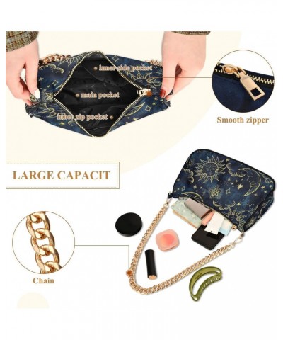 Starry Sun Shoulder Bag for Women Fabric Crescent Handbag with Zipper Chain Clutch Purses for Teen Girls Travel Party Concert...